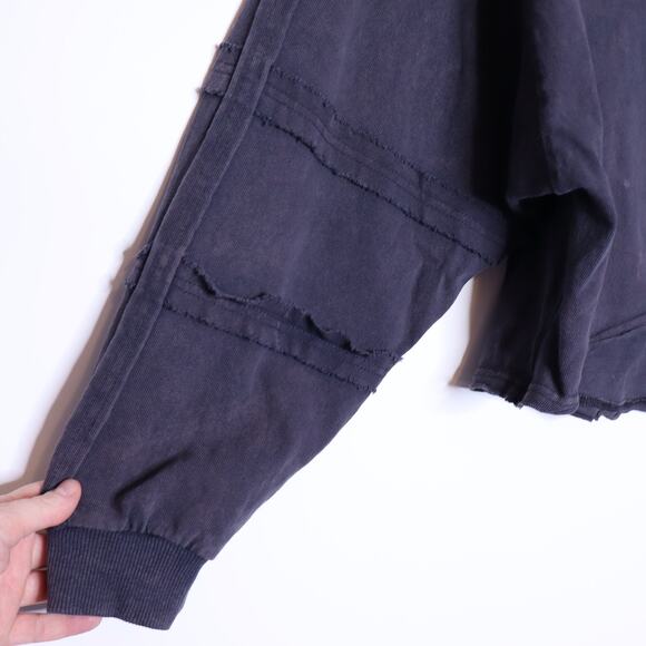 OLI & HALI Acid Wash Exposed Seam Sweatshirt Black Oversized Casual Women's M - Picture 5 of 13